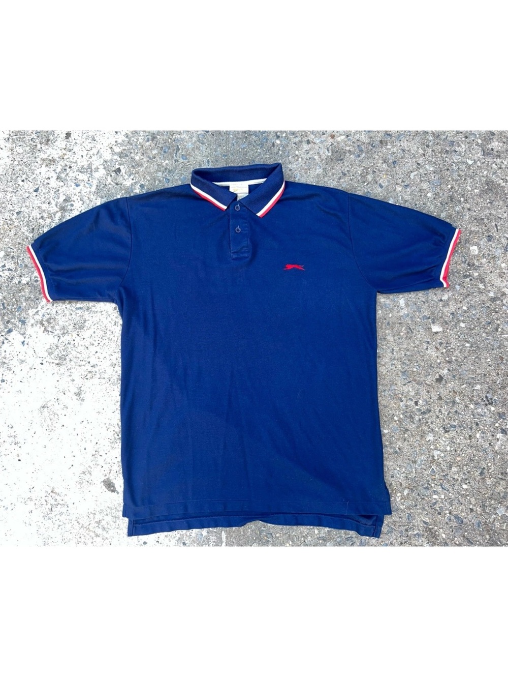 Vintage Slazenger‎ Mens XL Polo Rugby Shirt Blue Made In Korea